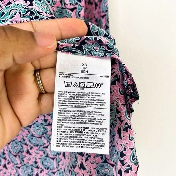 Banana Republic Pink Green Floral Button Up Shirt XS - Picture 6 of 9